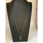 Sterling silver marcasite onyx cabochon pendant necklace