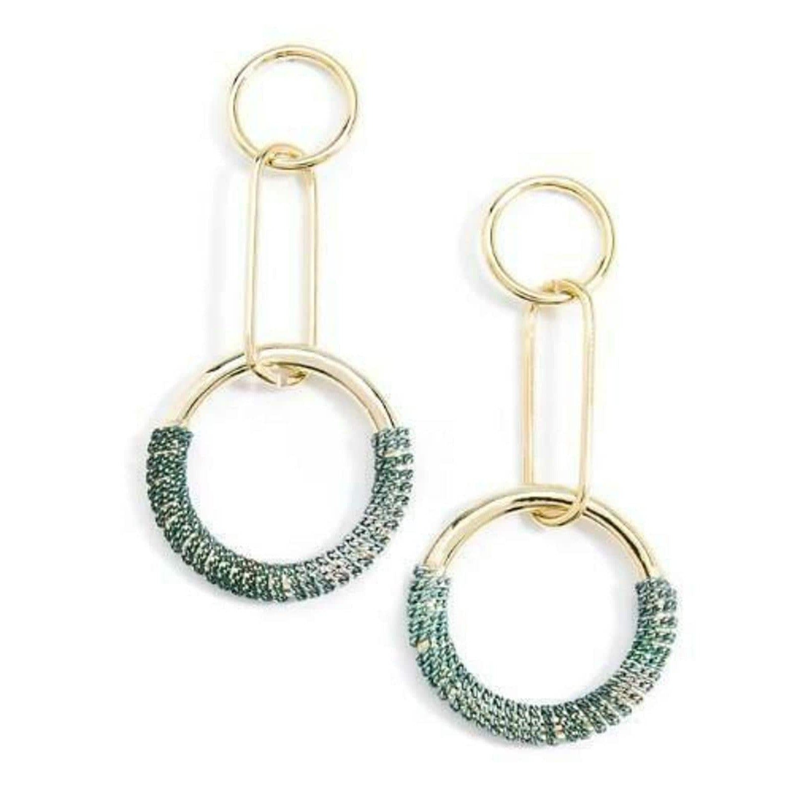 Zenzii Painted Metal Chain Wrapped Earrings Green/White
