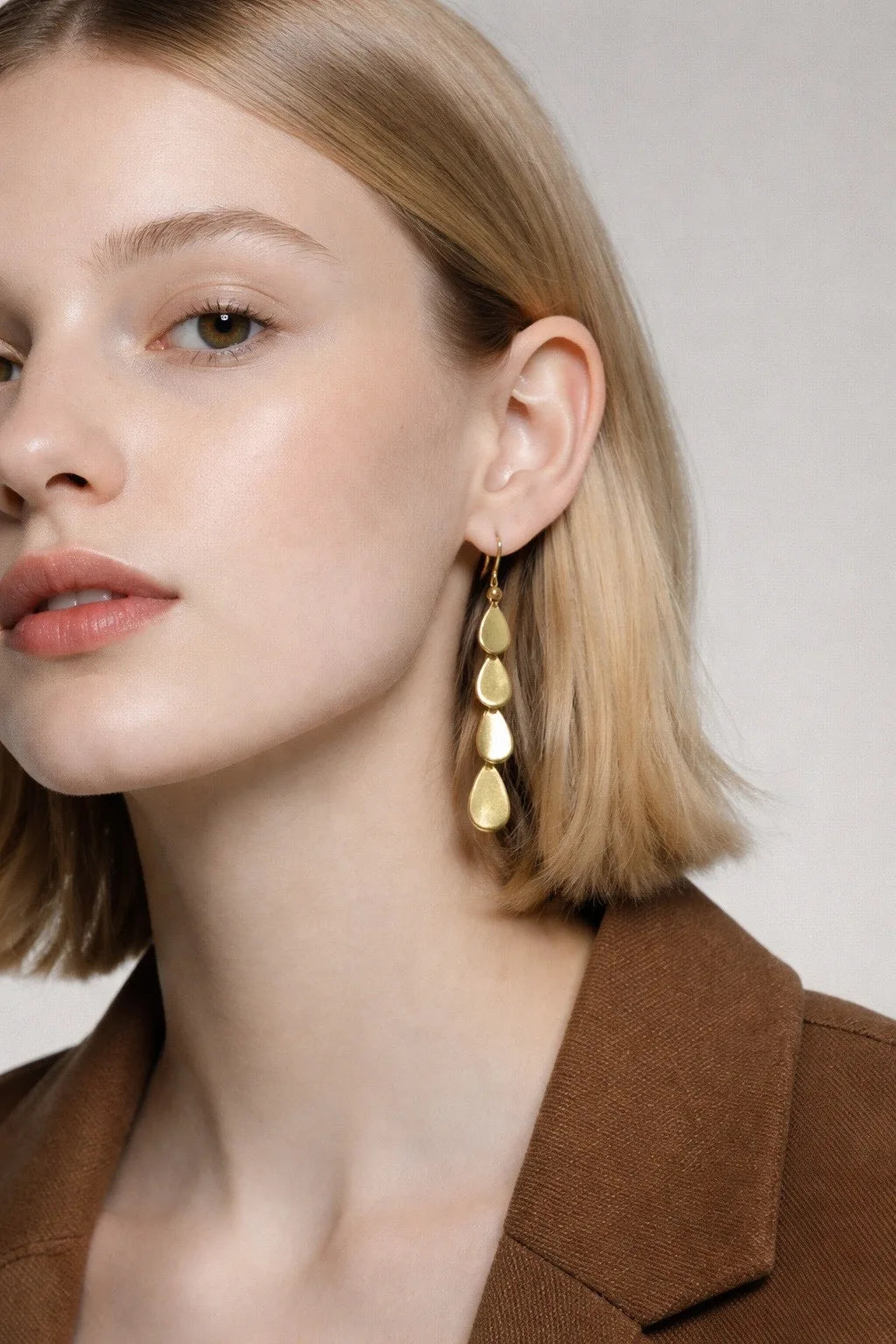 Jane Diaz Gold Plated Sterling Silver Tear Drop Cascade Earrings