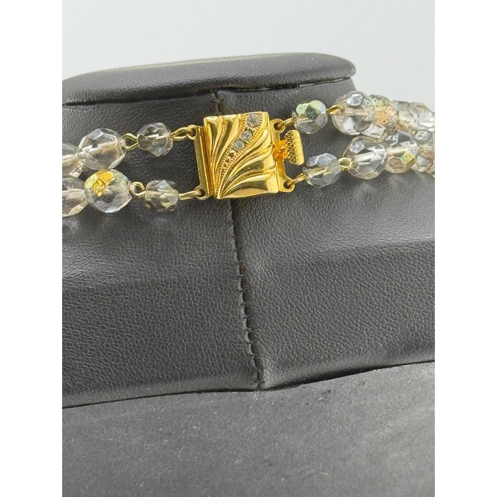 Vintage Goldtone, Glass and Pearl Double Necklace