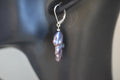 Vintage 925 Sterling Silver Black Baroque Pearl Dangle Wire Earrings