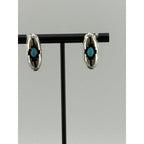 Navajo Felix Perry Handmade Silver Turquoise Post Shadowbox Earrings