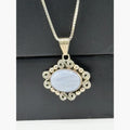 Vintage Mexico 925 Sterling Silver Blue Lace Agate Pendant Necklace