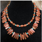 Navajo Mary W Roanhorse 'Chaco Sun Dagger' 2 Sunstone Necklace Set