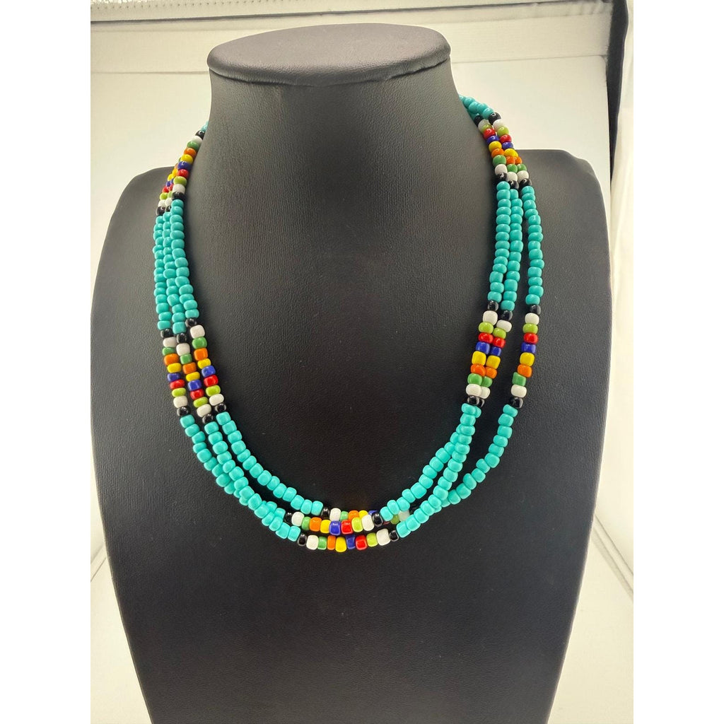 Navajo Mary W Roanhorse Multi Strand Glass Bead Choker Necklace