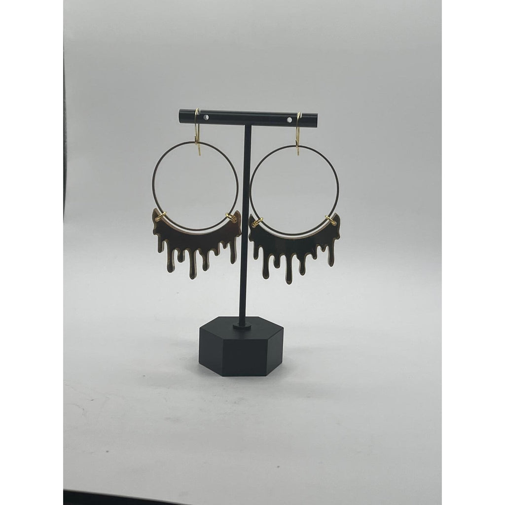 Dripping "Slime" Acrylic Hoop Earrings: Gold
