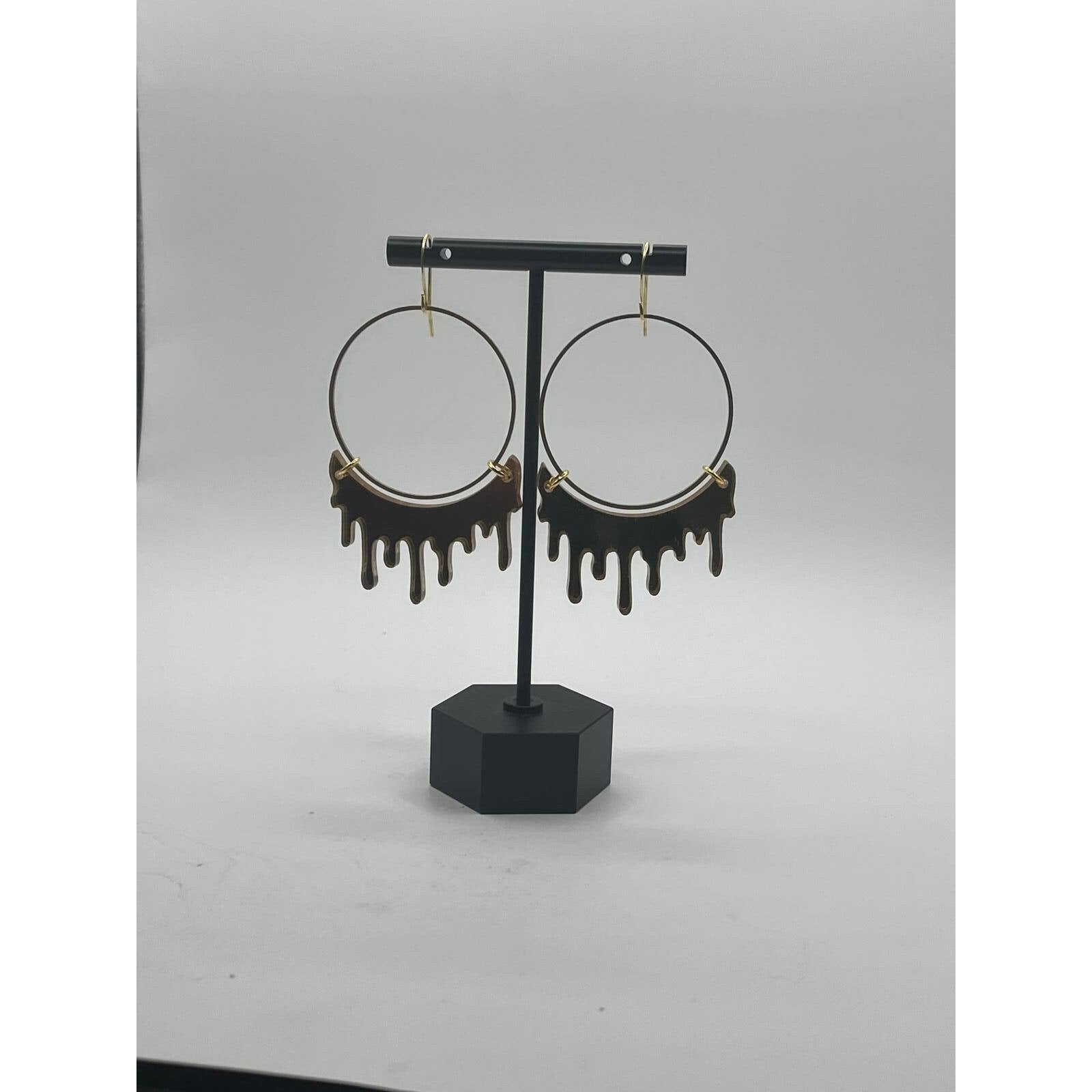 Dripping "Slime" Acrylic Hoop Earrings: Gold