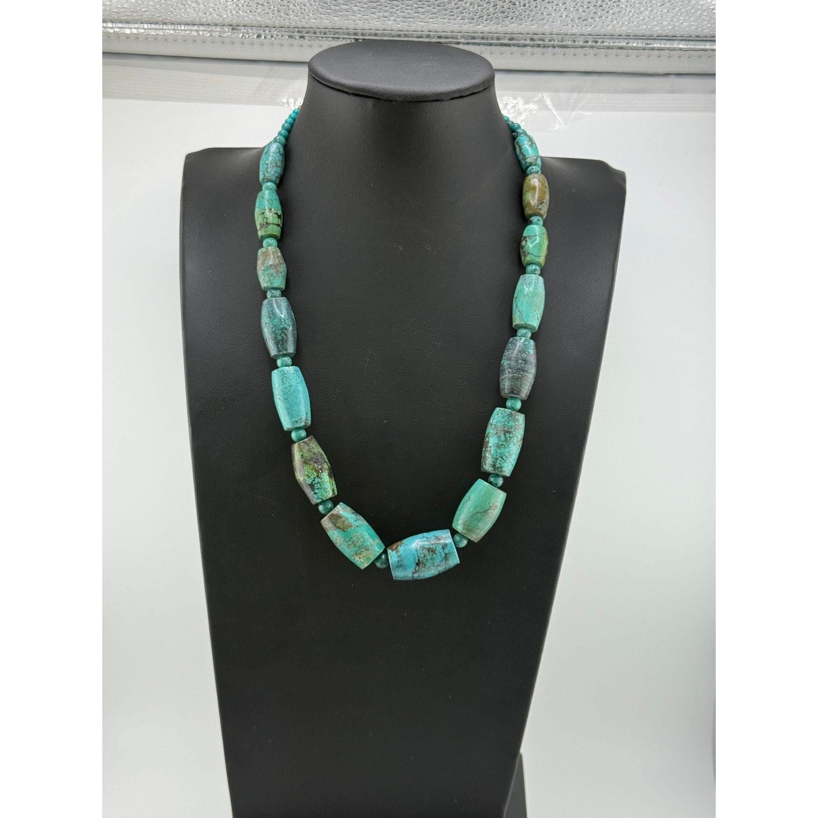 Natural Hubei Turquoise Necklace Native American Handmade