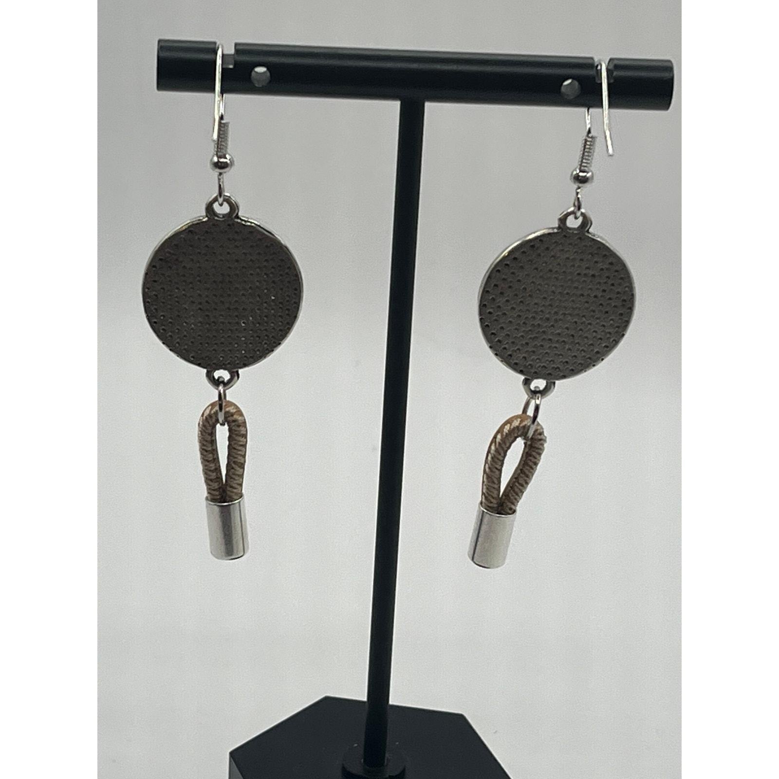 Earrings with Natural Sustainable Portuguese Cork Silver Discs