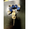Vintage Sterling Silver Arts & Crafts Blue Glass Brooch