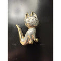 Silver Plated Cat Brooch or Pendant 1990s Signed
