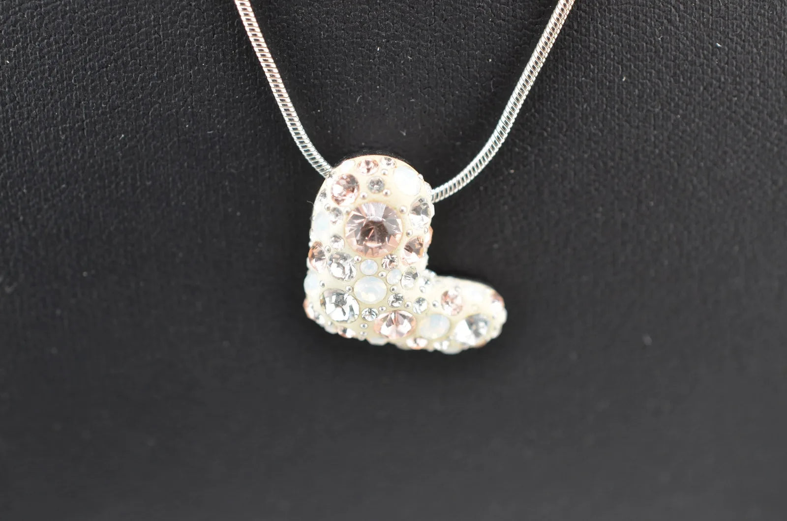 Swarovski Crystal-Enameled Puffy Heart Pendant Necklace
