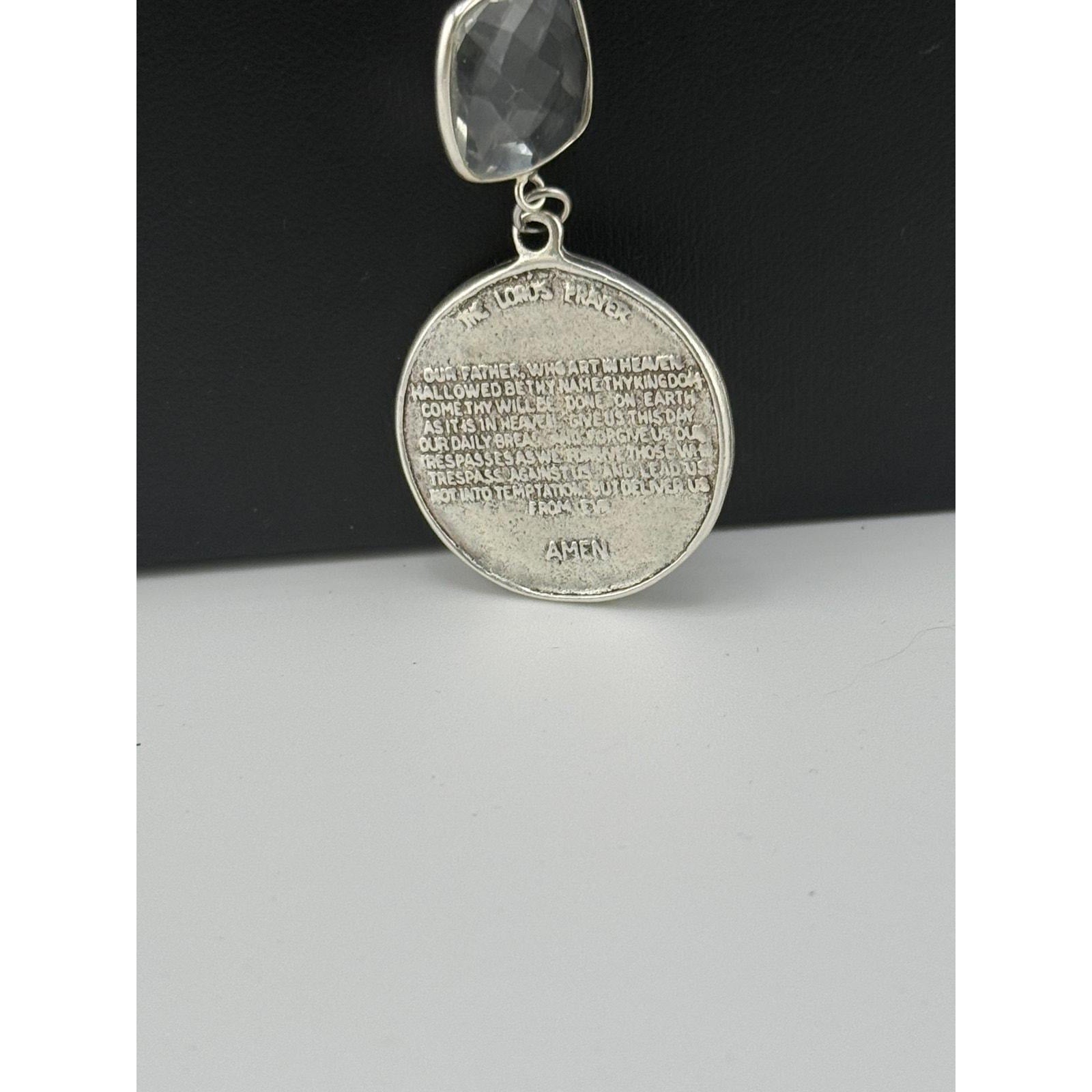 VB&Co Lord’s Prayer Silver Christian Medallion Pendant Necklace