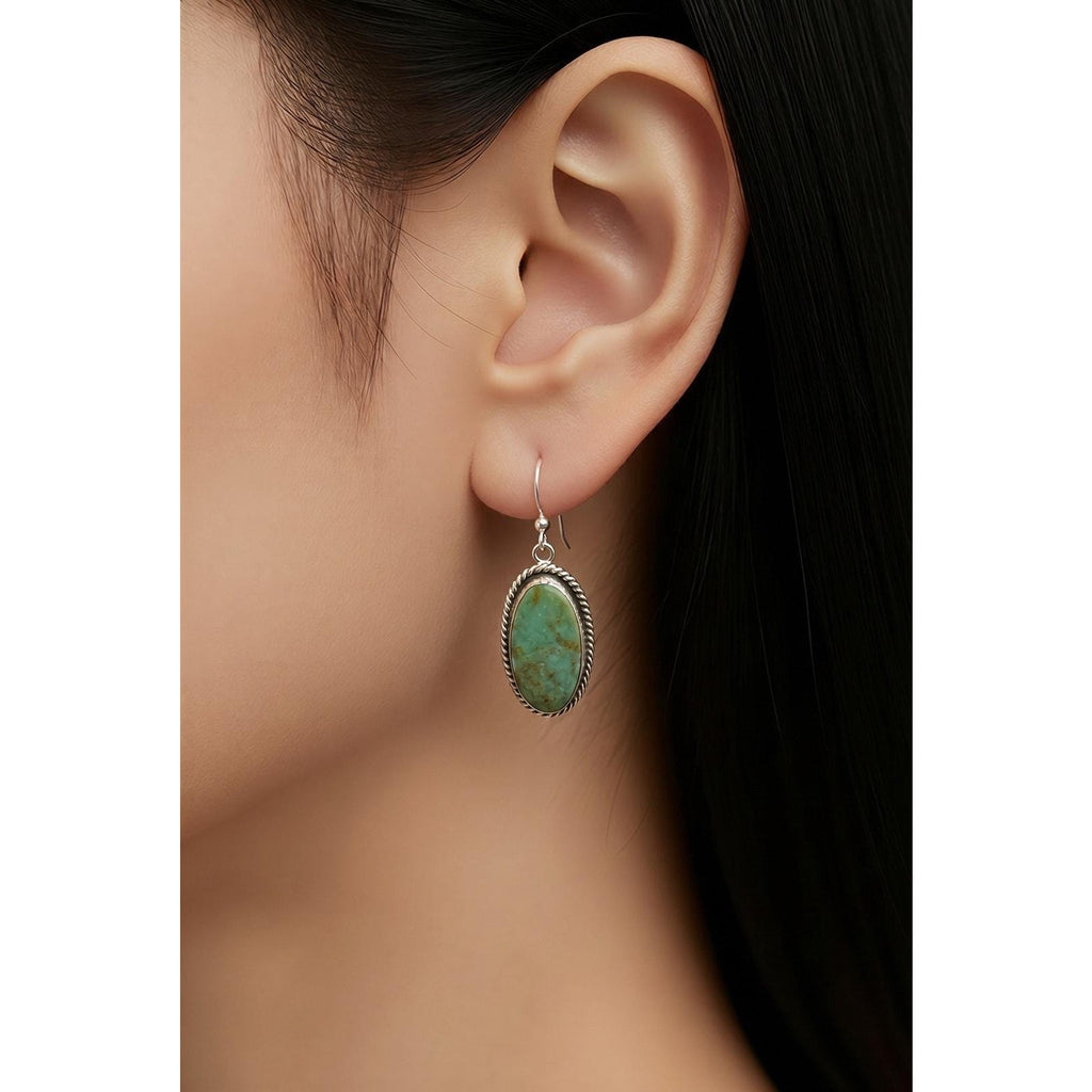 Navajo Byron Begay Handmade Sterling Silver Sonoran Turquoise Dangle Earrings