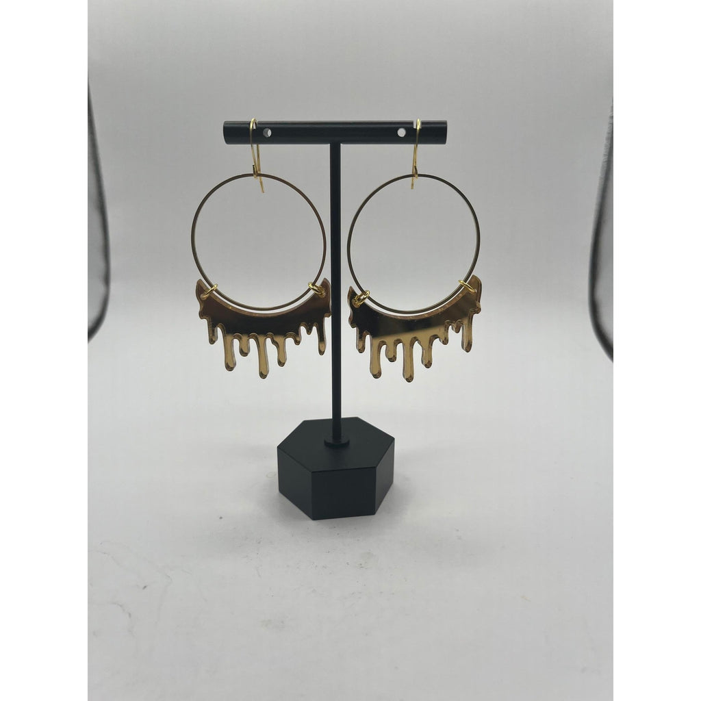 Dripping "Slime" Acrylic Hoop Earrings: Gold
