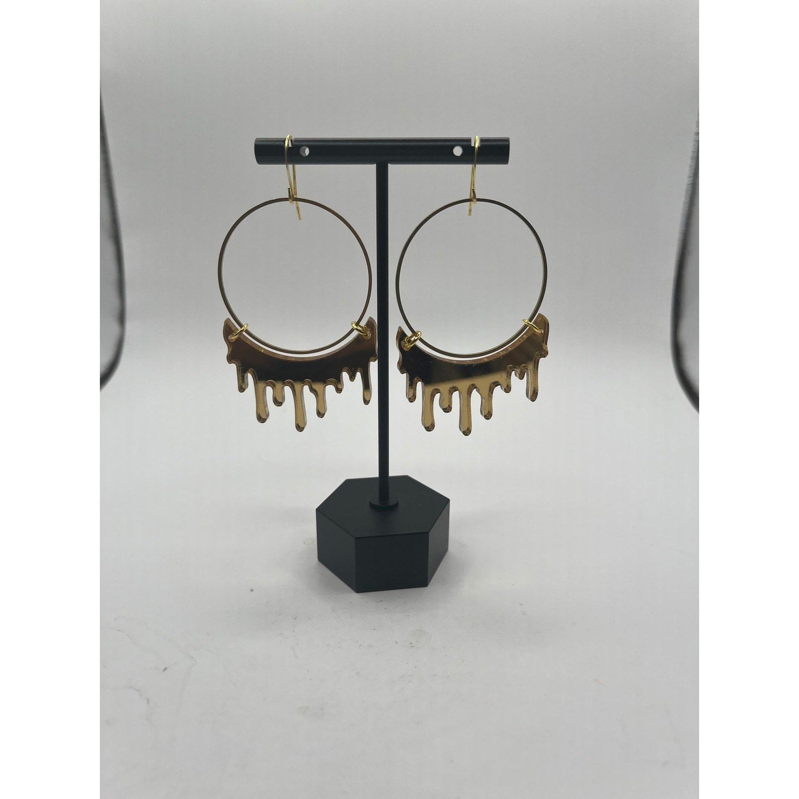 Dripping "Slime" Acrylic Hoop Earrings: Gold