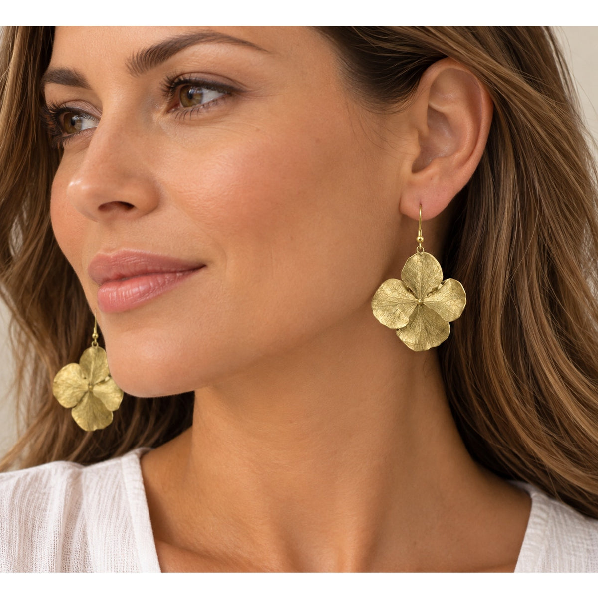 Michael Michaud Hydrangea Large Petal Wire Drop Earrings
