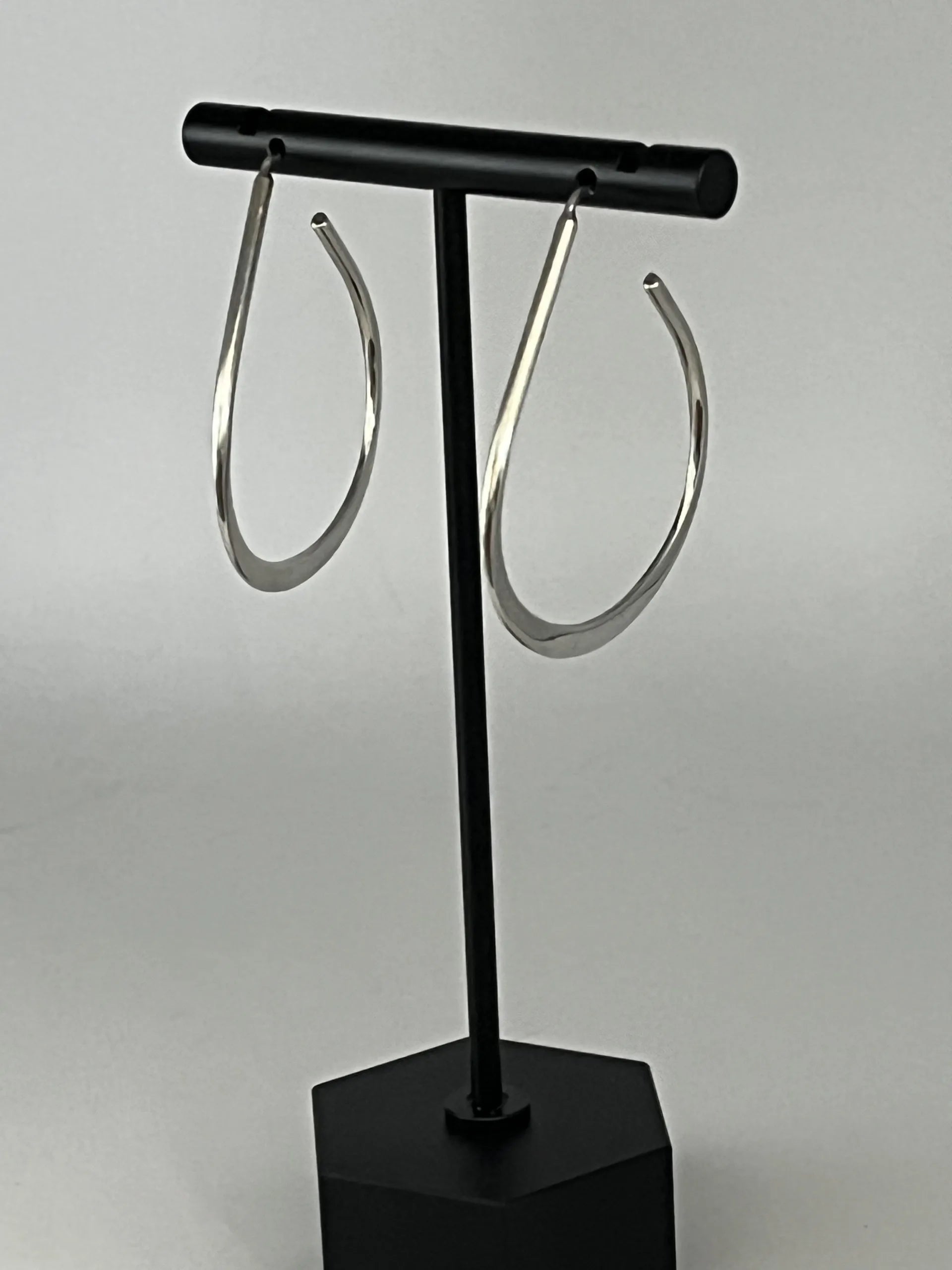 Sterling Silver Hoop Earrings 1.5 Inch Drop