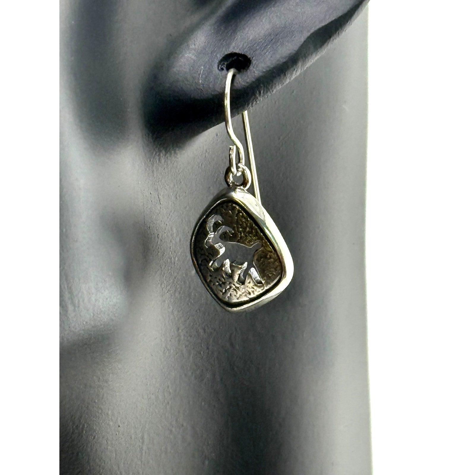 Carved Goat Navajo Ervin Hoskie Chee Dangle Earrings