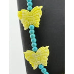 Turquoise, Carved Lemon Jade Butterfly Necklace Navajo Mary Winona Roanhorse