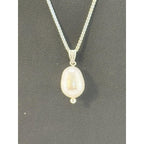 Nadine Leo Mississippi River Pearl Co Sterling Large Pearl Pendant Necklace