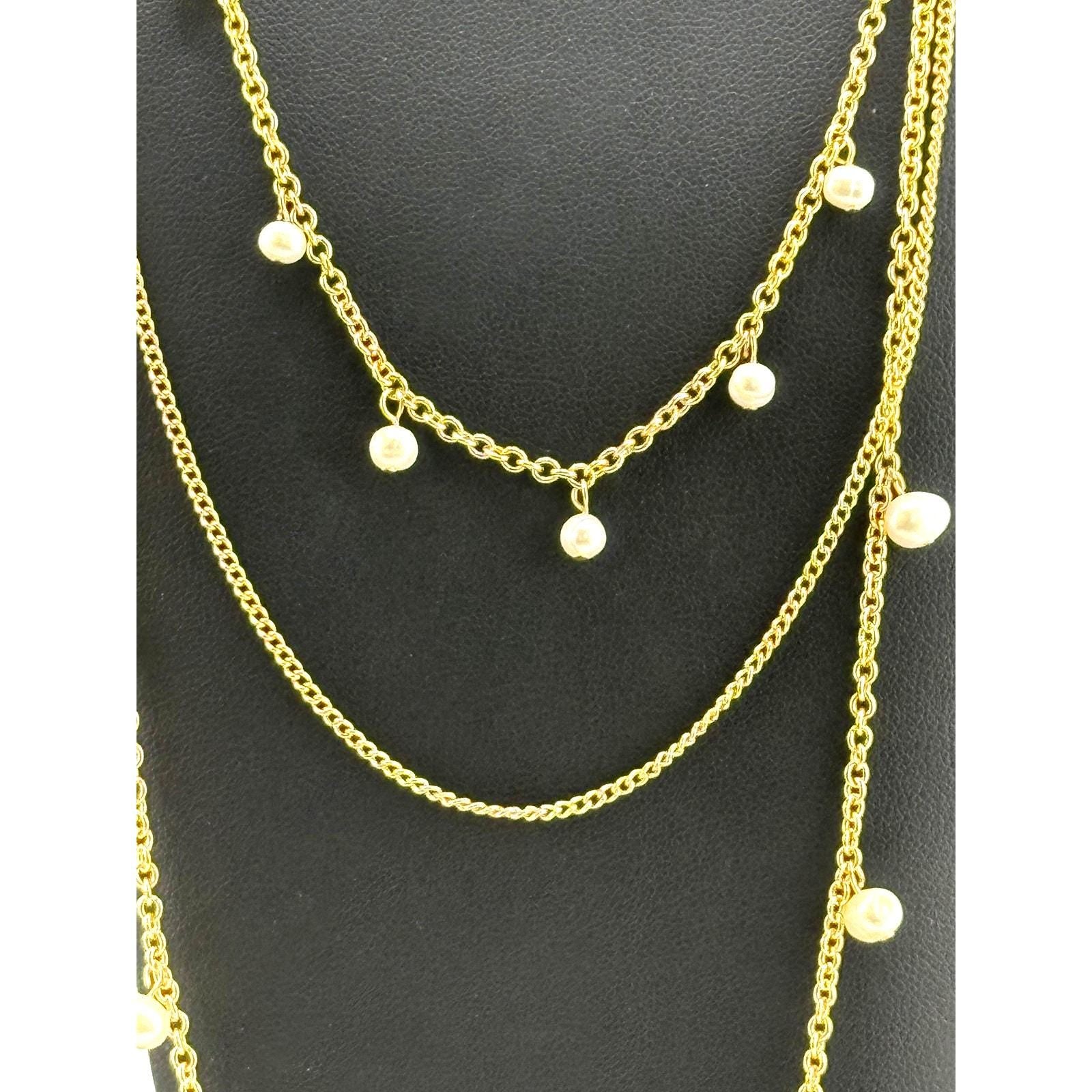 Karine Sultan Delicate Multi Layer Necklace w/ Pearl Accent