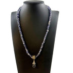 Vintage Amethyst Beaded Sterling Pendant Necklace