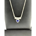 Vintage 925 Sterling Silver Lapis Lazuli Bar Pendant Necklace
