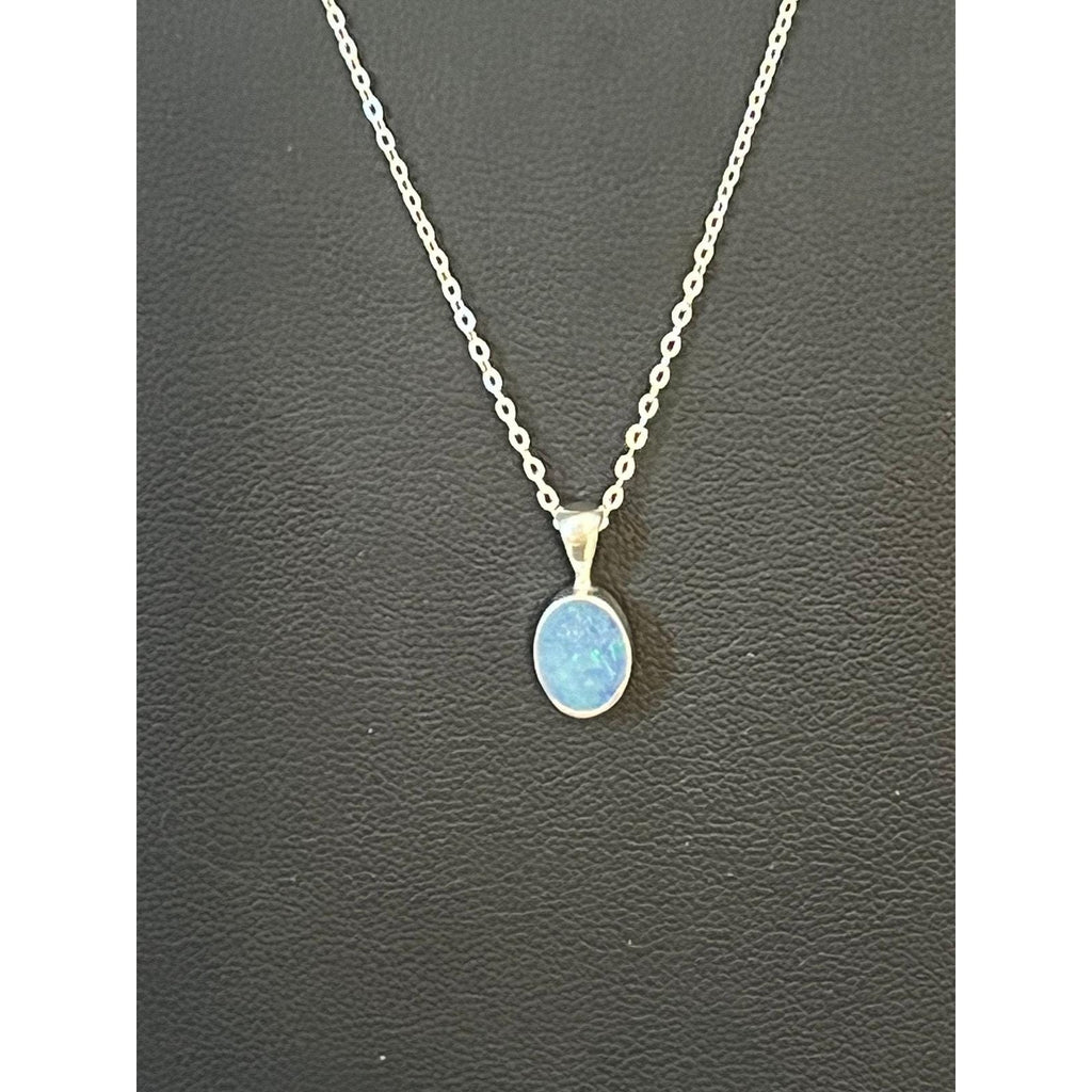 Sterling silver Australian boulder black opal pendant necklace