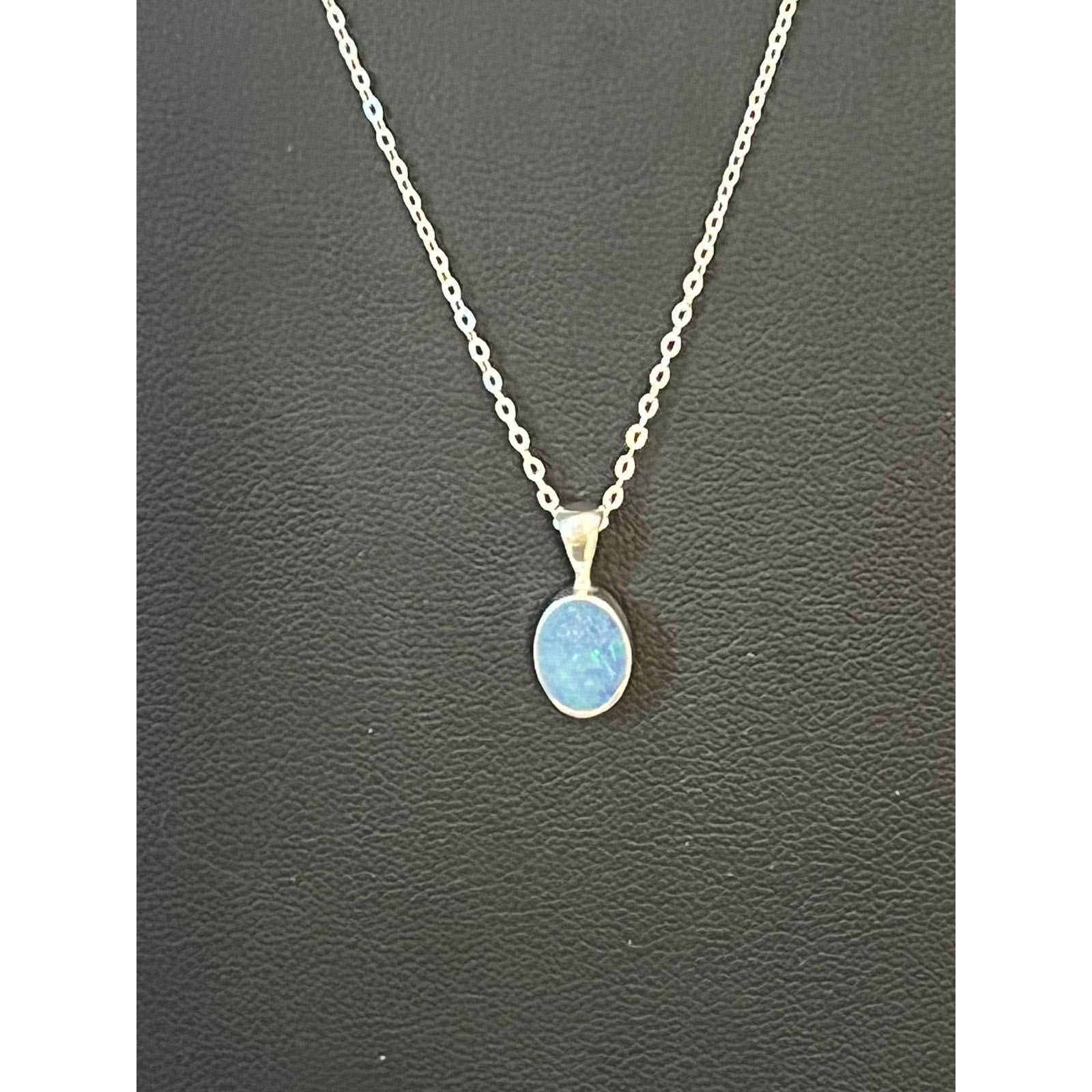 Sterling silver Australian boulder black opal pendant necklace