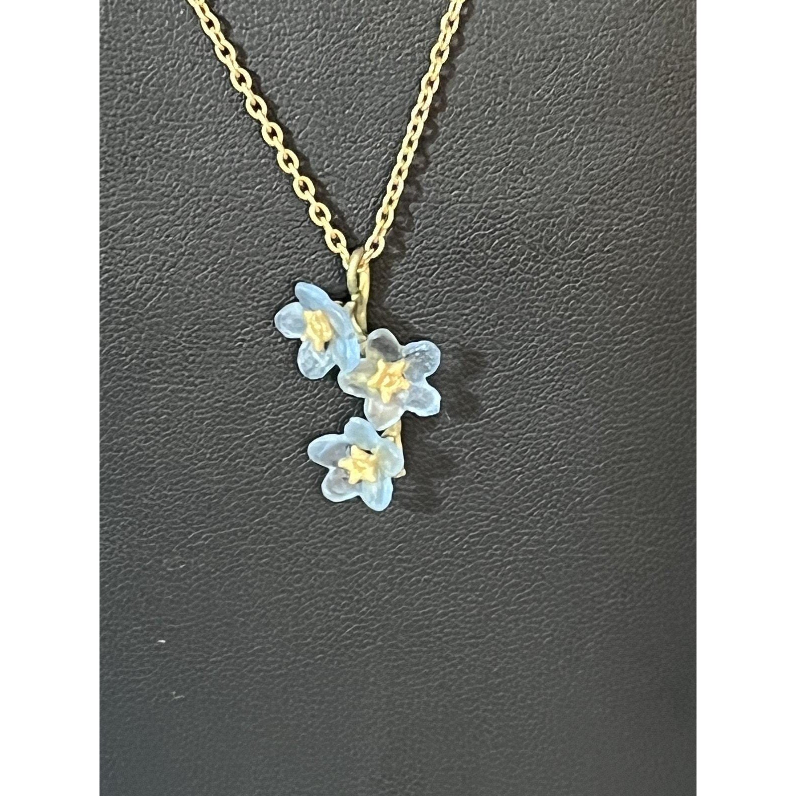 Michael Michaud Forget Me Not Triple Flower Pendant Necklace