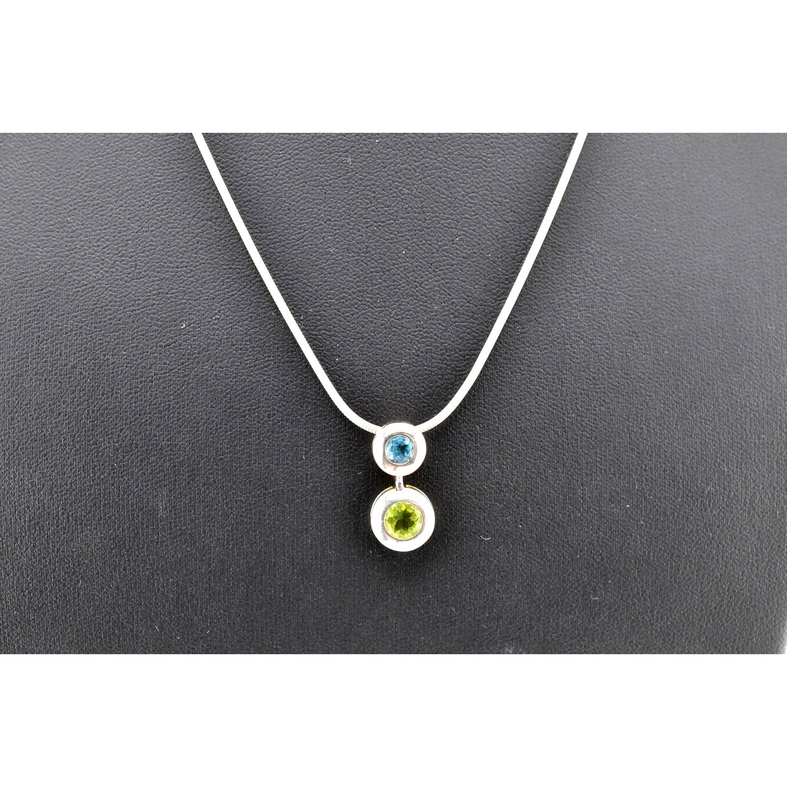 Vintage 925 Italy Sterling Silver Gemstone Pendant Necklace
