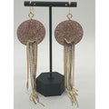 18K Gold Glamour Fringe Earrings: Champagne Pink Glitter