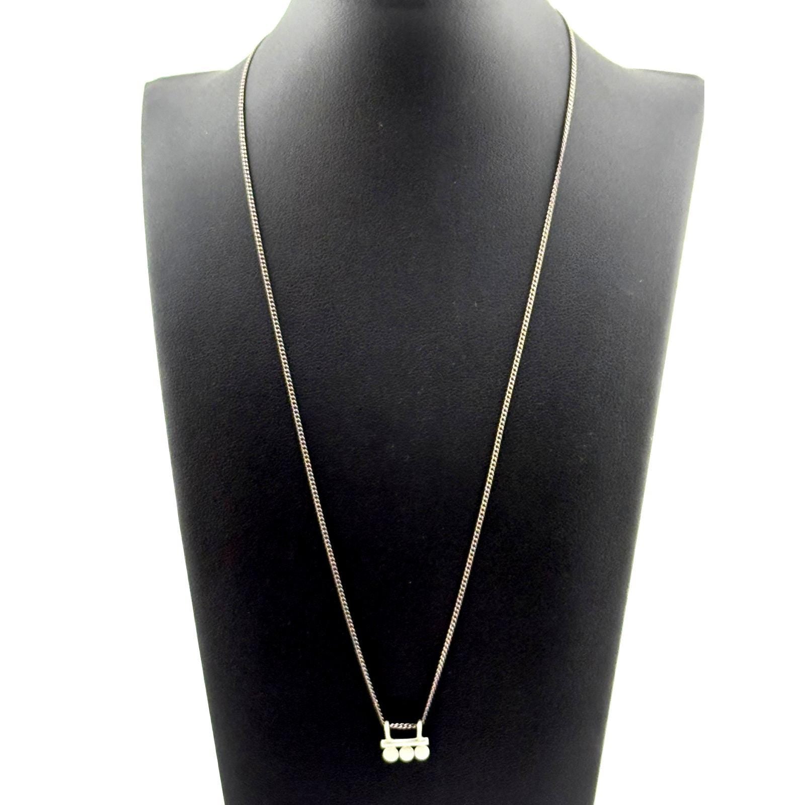 Jane Diaz Sterling Silver Bar Amulet Pendant with 3 Discs Necklace