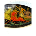 Vintage Hand Painted Russian Lacquer Troika Brooch