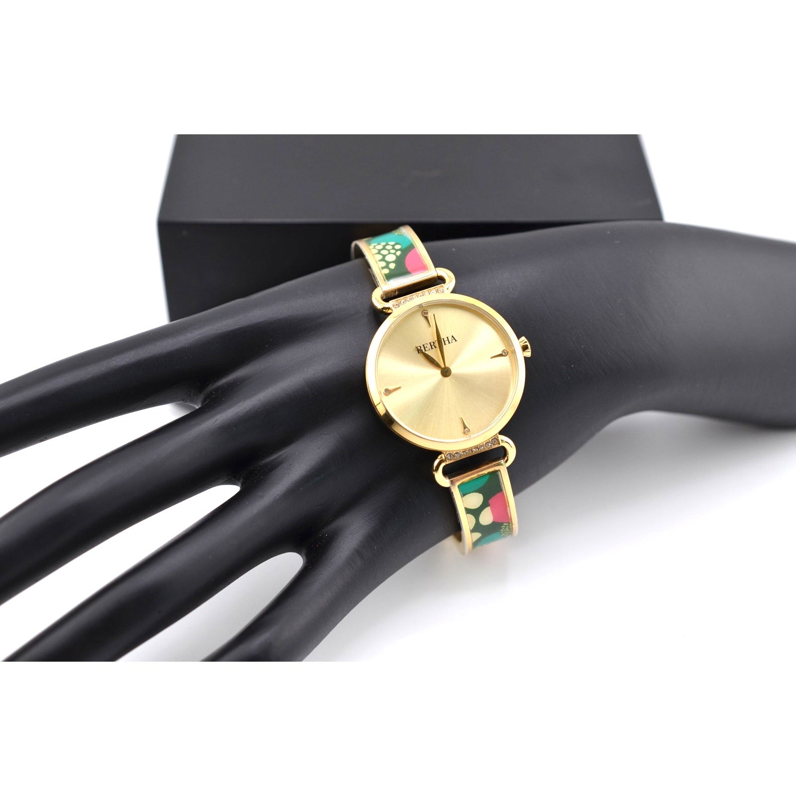 Bertha Katherine Enamel-Designed Bracelet Watch NIB with COA