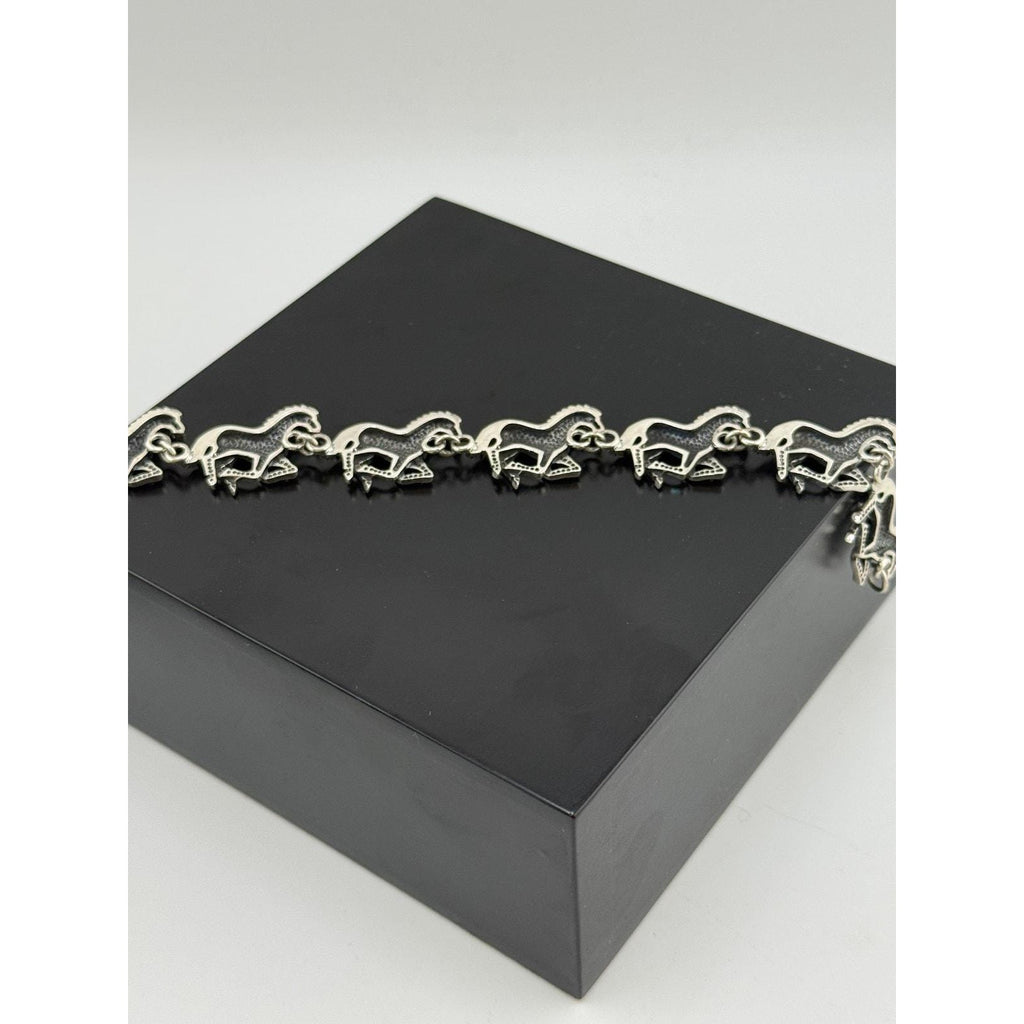 High Quality Sterling Silver Detailed Horse Bracelet