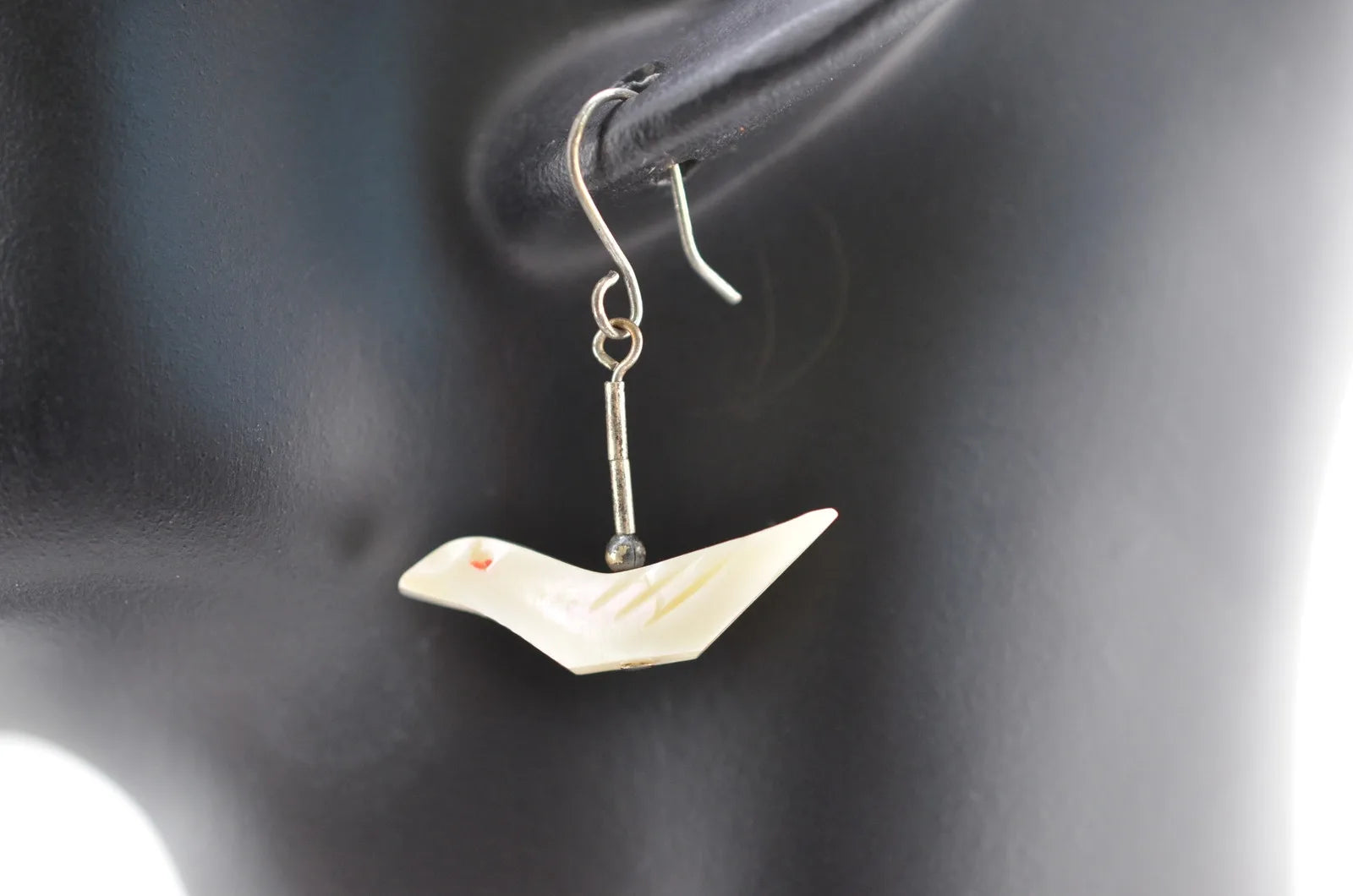 Vintage Sterling Silver Native American MOP Wire Earrings