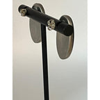 Vintage Sterling silver oval shape black onyx cabochon push back earrings