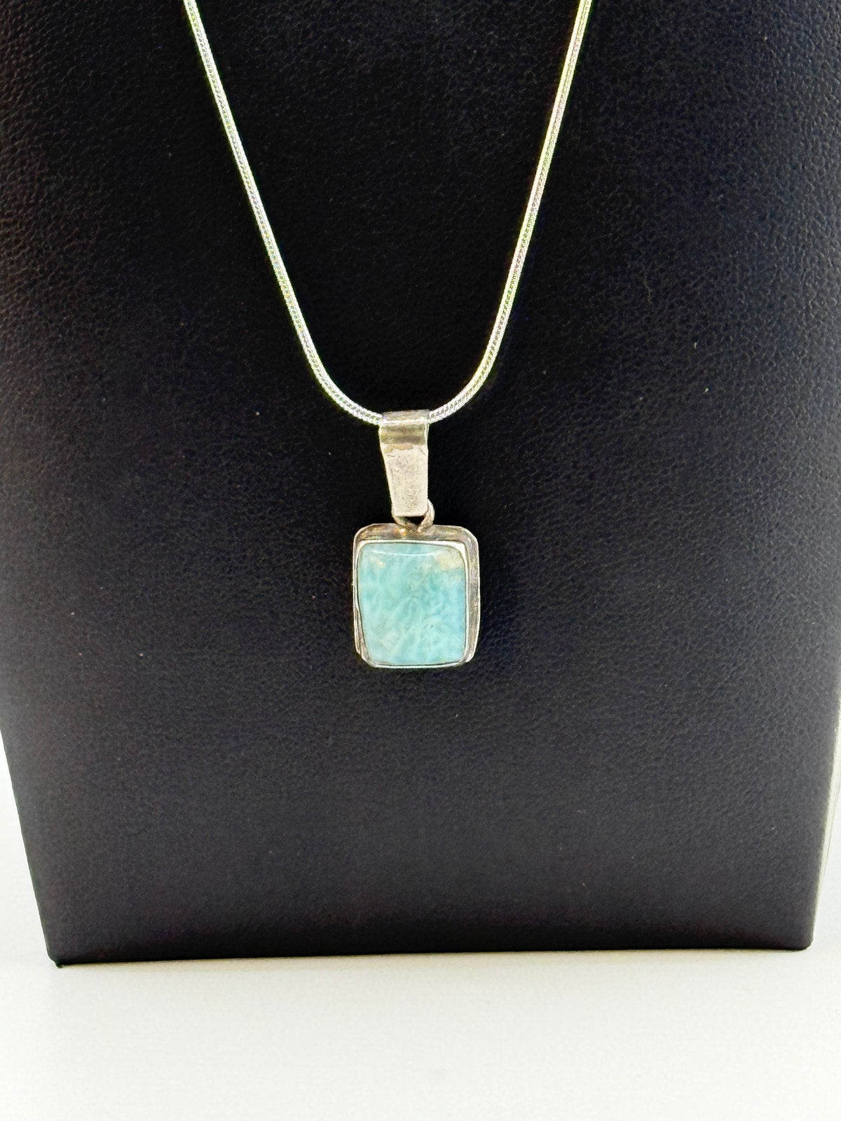 Larimar Cabochon 925 Sterling Silver Pendant Necklace
