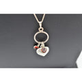 Vintage 925 Italy Sterling Silver Heart Garnet Pendant Necklace