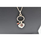 Vintage 925 Italy Sterling Silver Heart Garnet Pendant Necklace