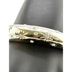 Vintage Silver Tone Rhinestone Domed Hinged Bracelet