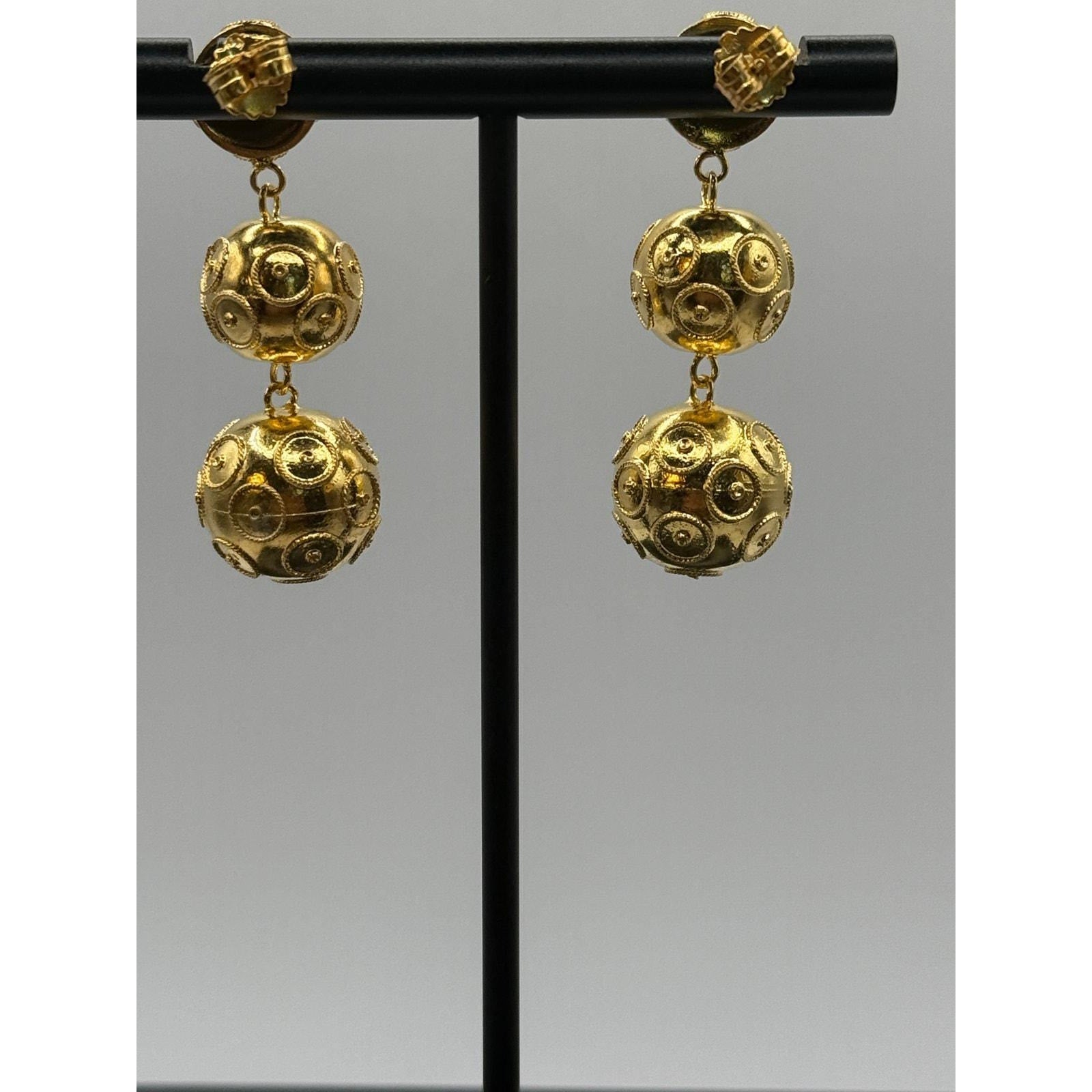 Portuguese Gold Plated Sterling Silver Viana Conta Earrings