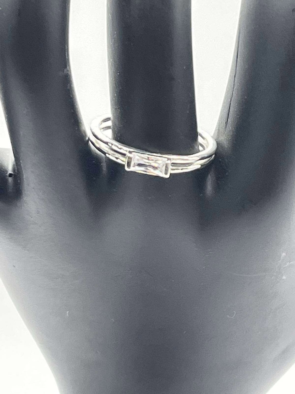 Silpada Baguette Stack Cubic Zirconia Ring, Sterling Silver Size 8