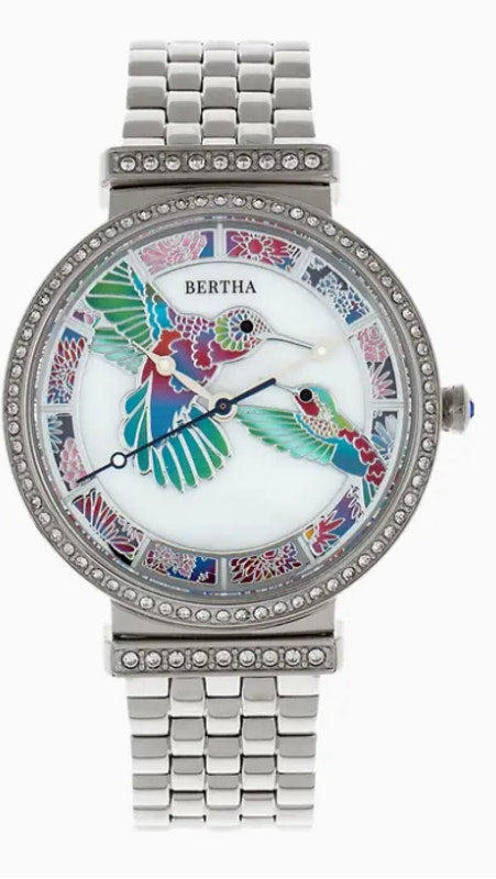 Bertha Emily Mother-Of-Pearl Hummingbird Bracelet Watch NIB with COA