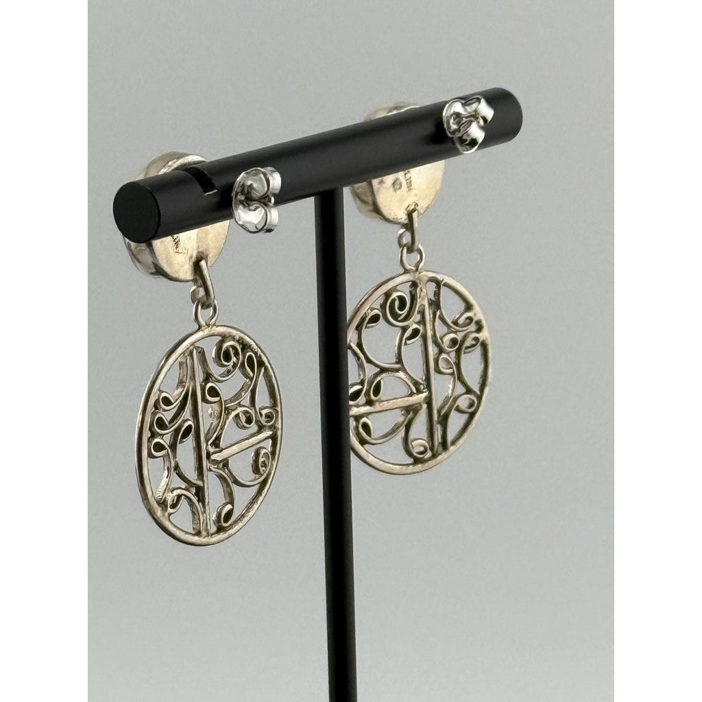 Vintage Navajo Etta Endito Rhodochrosite SS Earrings