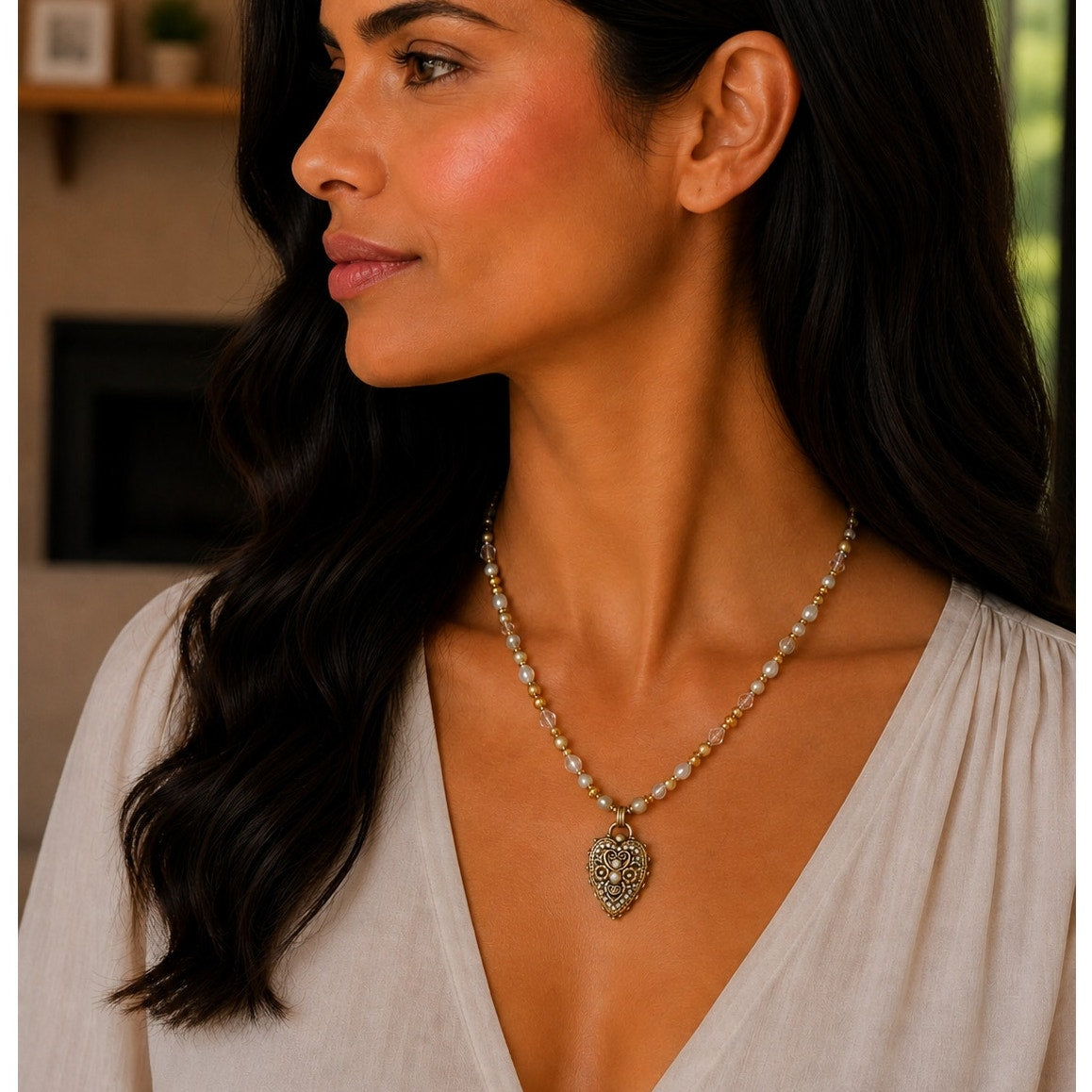 Michal Golan Classic Crystal Heart Necklace