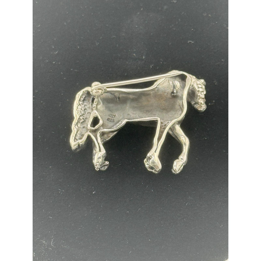 Sterling Silver Prancing Horse Brooch Pin