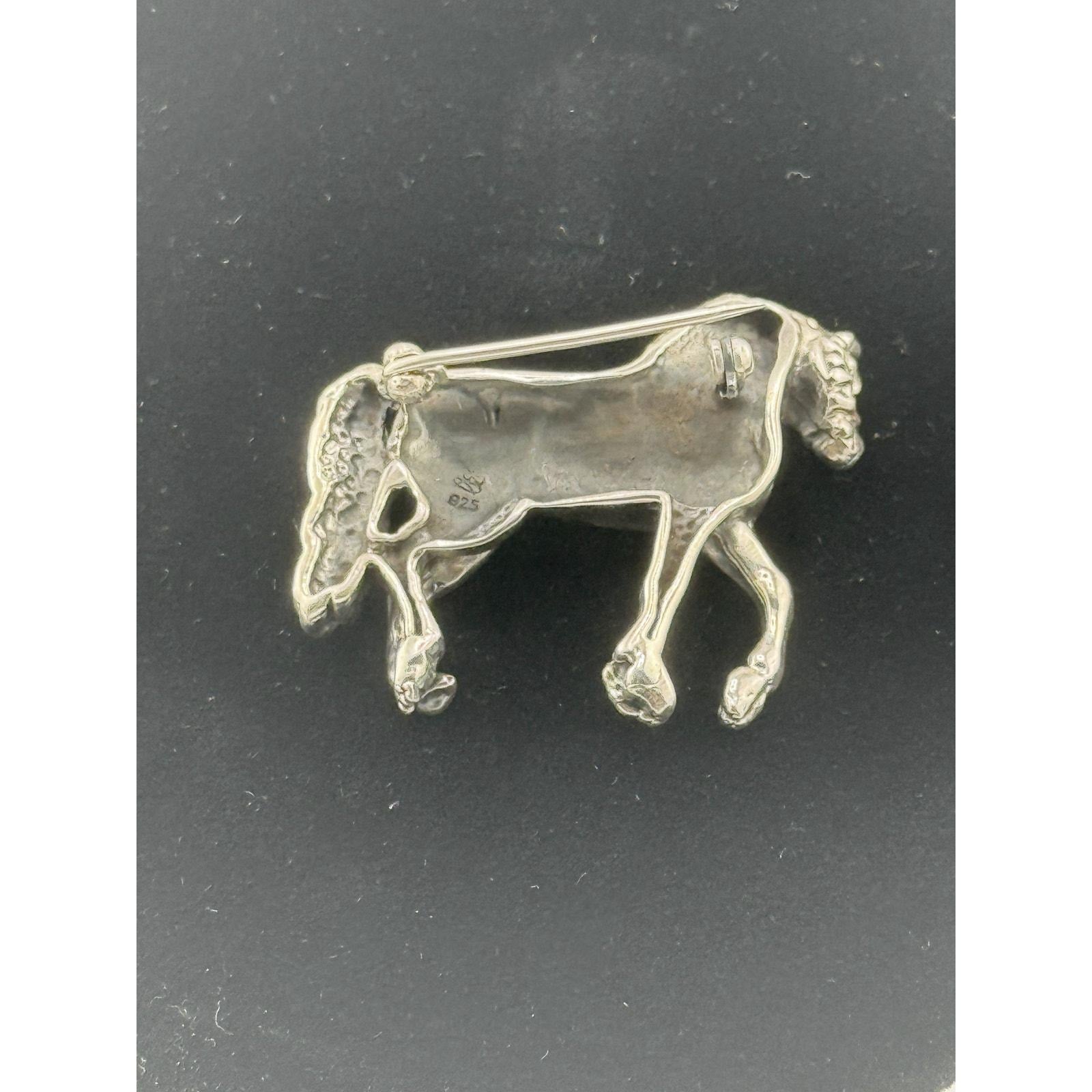 Sterling Silver Prancing Horse Brooch Pin